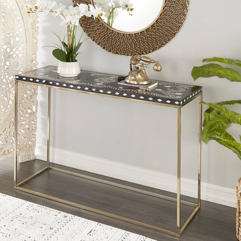 Wood Console Table - Gold - Roche River Decor