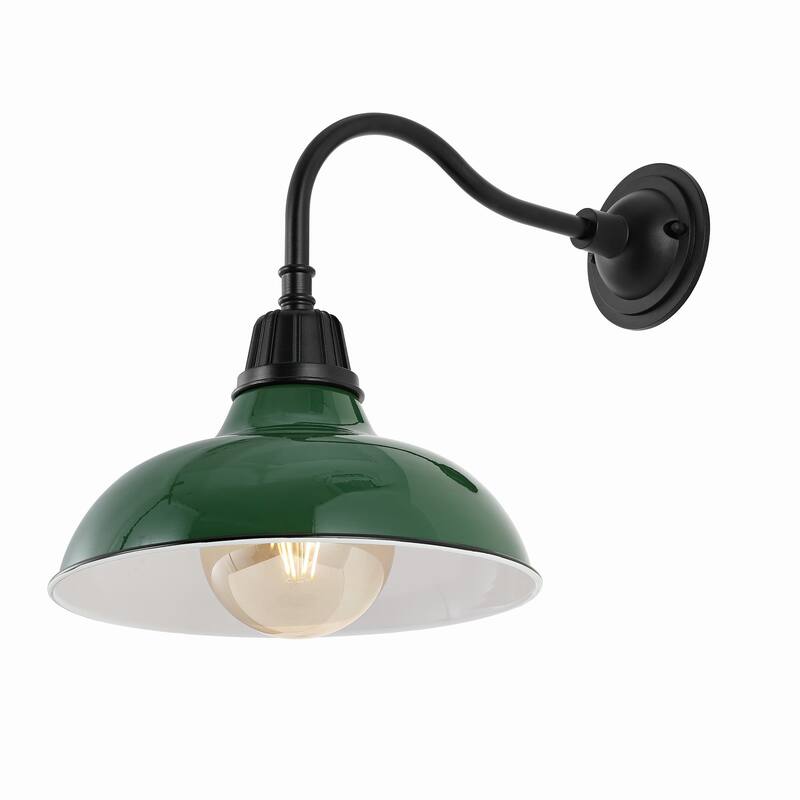 Stanley 12.25" Indoor/Outdoor LED Gooseneck Arm Sconce, By JONATHAN Y - 12.25 - Green