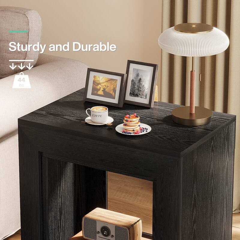 End Table, Side Table with Storage Shelf, Nightstand Bedside Table for Bedroom, Living Room, Entryway