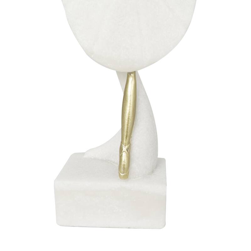 Cream Polystone Ballet Dancer Decorative Sculpture with Gold Accents
