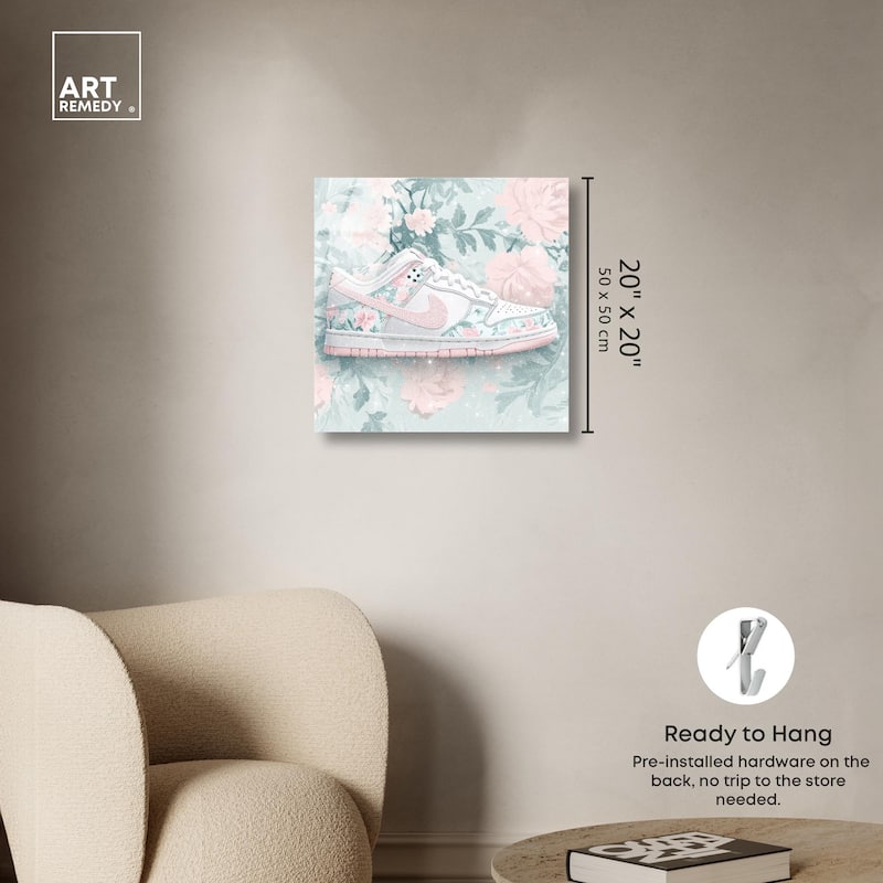 Dainty Floral Sneaker Acrylic by Art Remedy, Ready to Hang