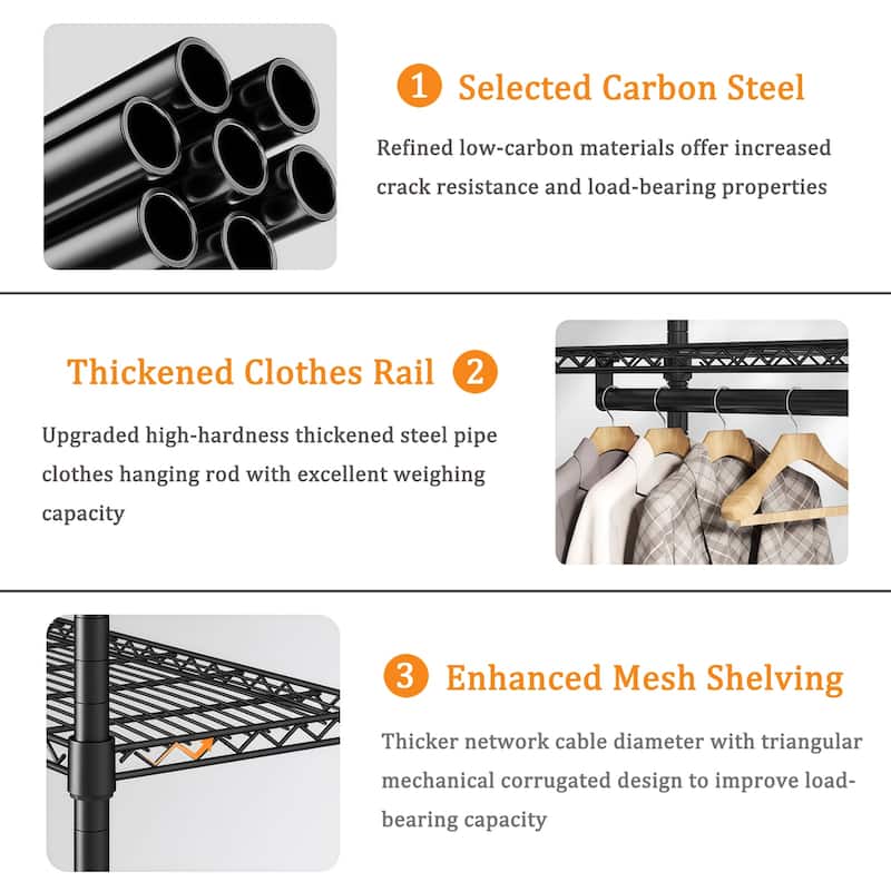 Heavy-Duty Garment Rack with 6 Adjustable Shelves Extra Large Capacity