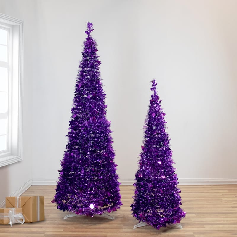 6' Tinsel Pop-Up Artificial Christmas Tree Unlit