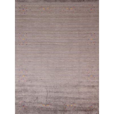 Earth Tone Gabbeh Oriental Area Rug Hand-Knotted Wool Carpet - 8'2" X 9'10"
