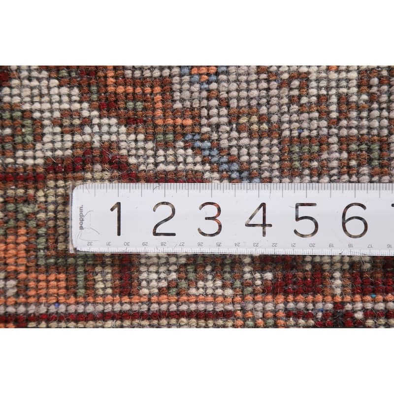 Geometric Heriz Serapi Indian Rug Hand-Knotted Grey Wool Carpet - 2'0"x 3'0"