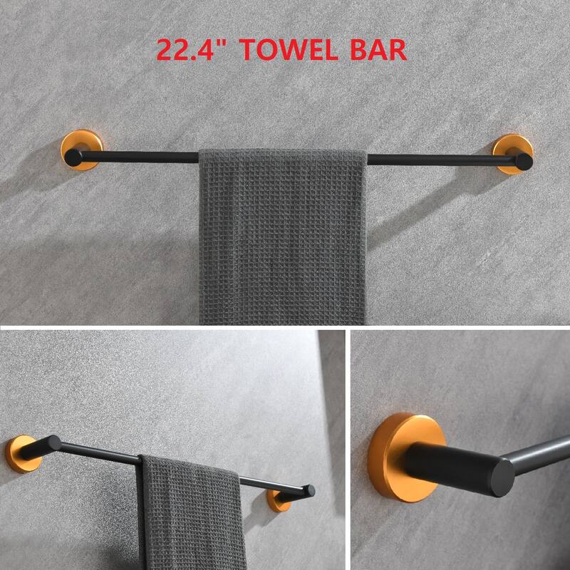 6 Piece Aluminum Bathroom Towel Rack Set Wall Mount