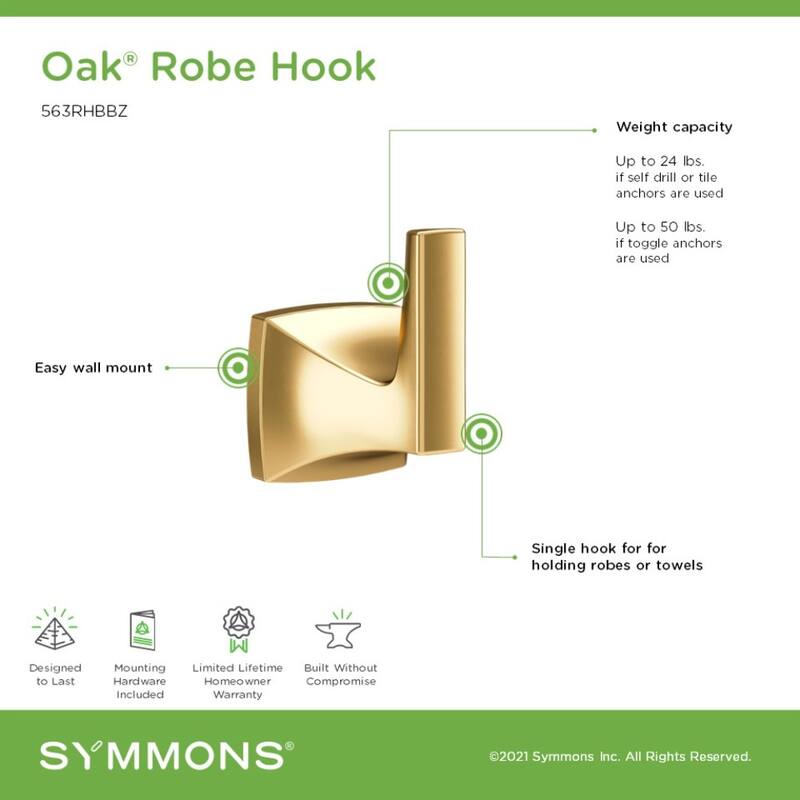 Symmons 563RH Oak Single Robe Hook