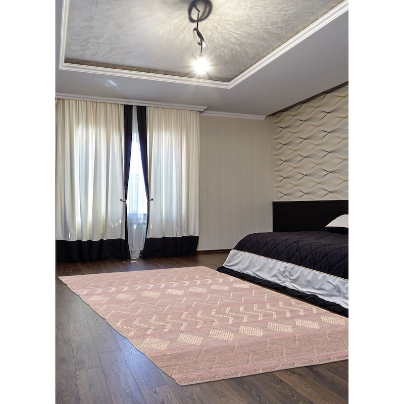 ECARPETGALLERY Braid weave Sienna Pink Wool Rug - 6'0 x 9'4