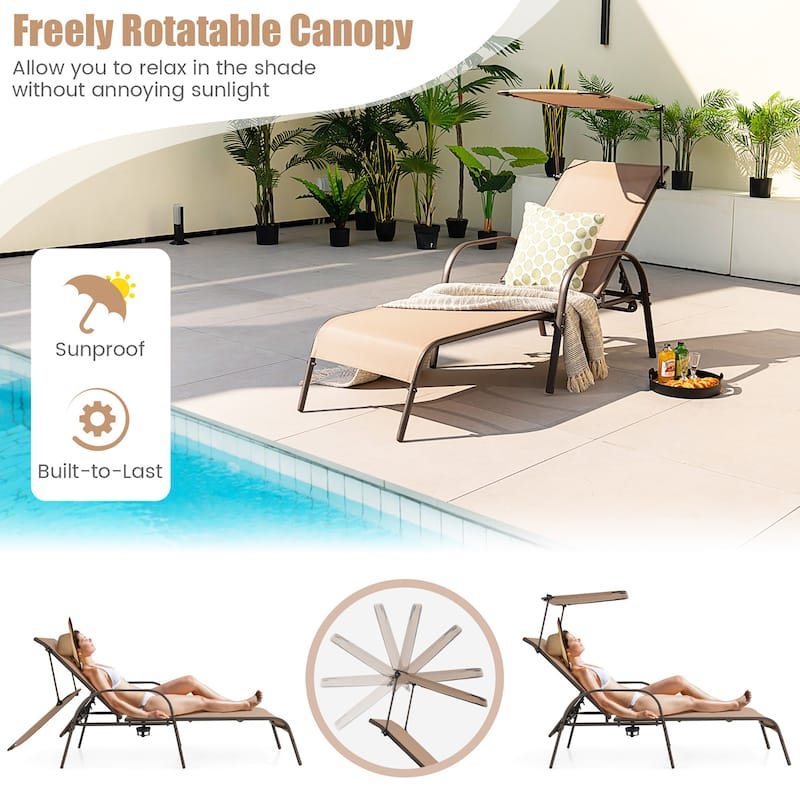 Costway Patio Heavy-Duty Chaise Lounge 5-Level Adjustable Outdoor - See Details