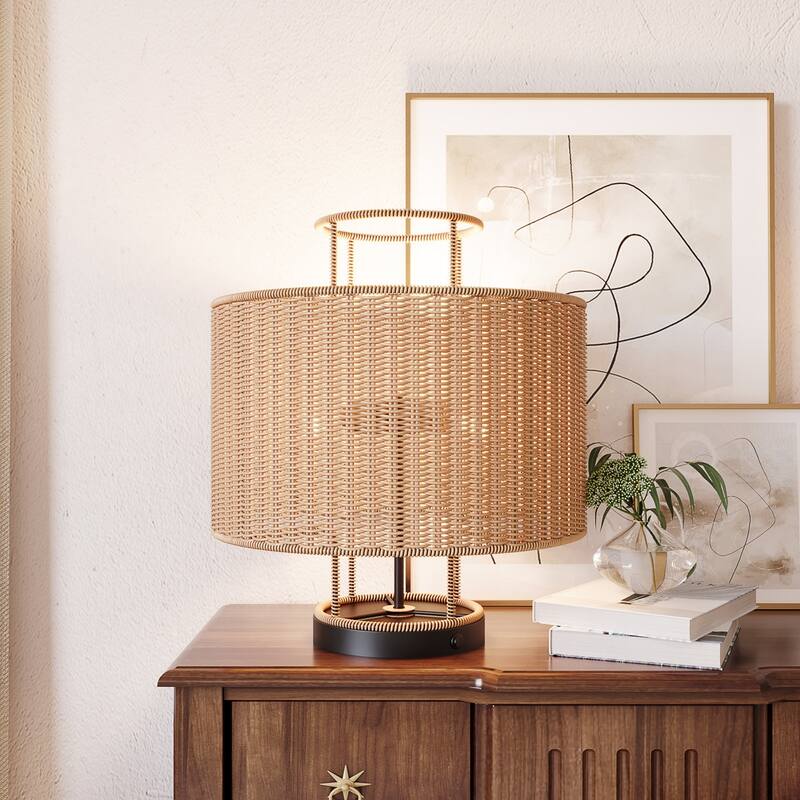 Acroma Modern Table Lamp with Rattan Shade