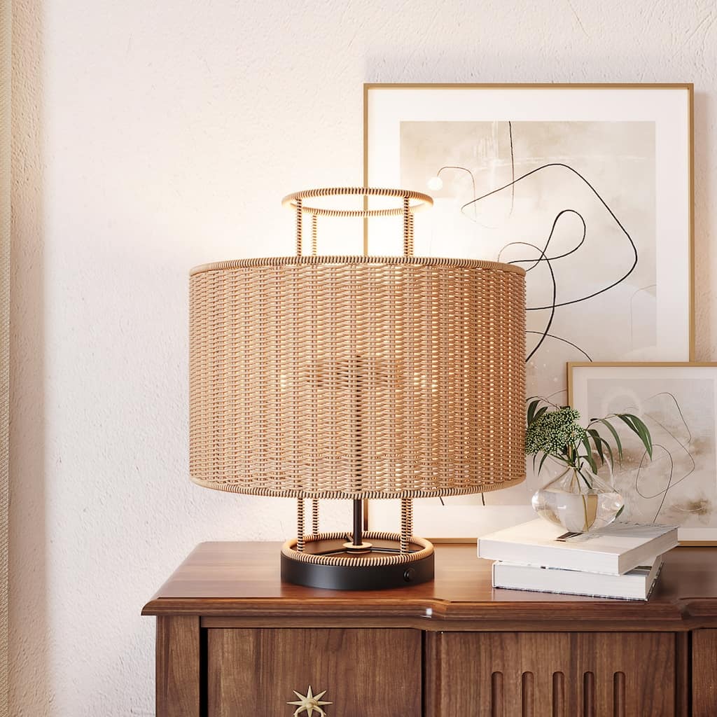 Acroma Rattan Lantern 1-Light table lamp