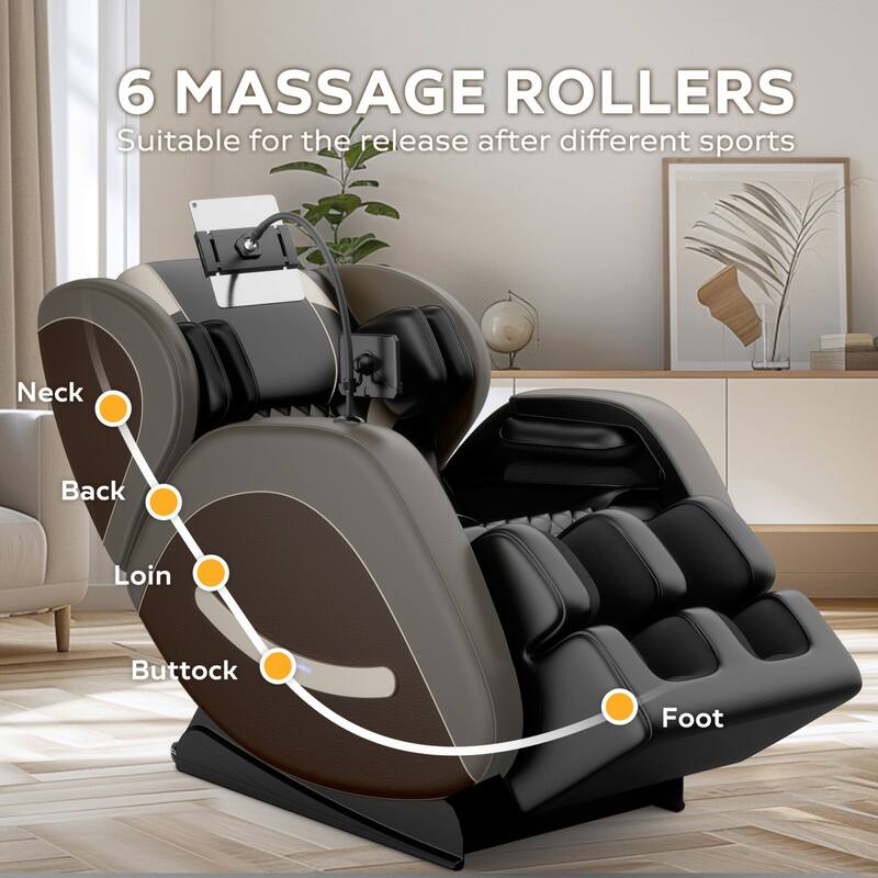 Luxury Zero Gravity Full-Body Massage Chair with Heating, Bluetooth Audio, and Foot Rollers - Home Relaxation Recliner
