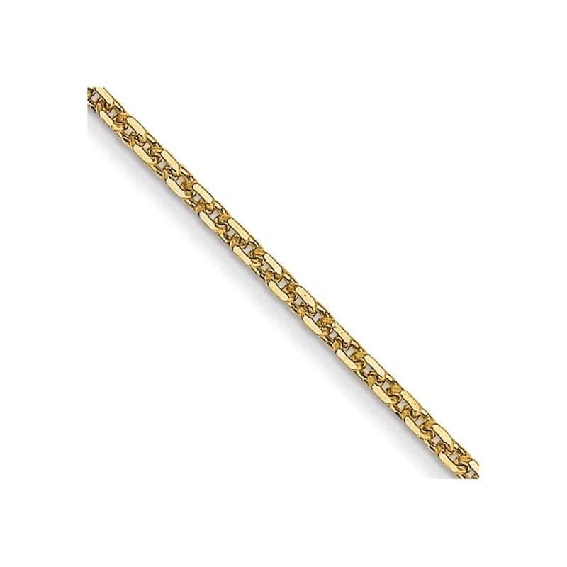 Curata 14k Yellow Gold Solid 0.95mm Diamond Cut Cable Chain Necklace (Lobster) Options: 16 18 20 22 24 26 30