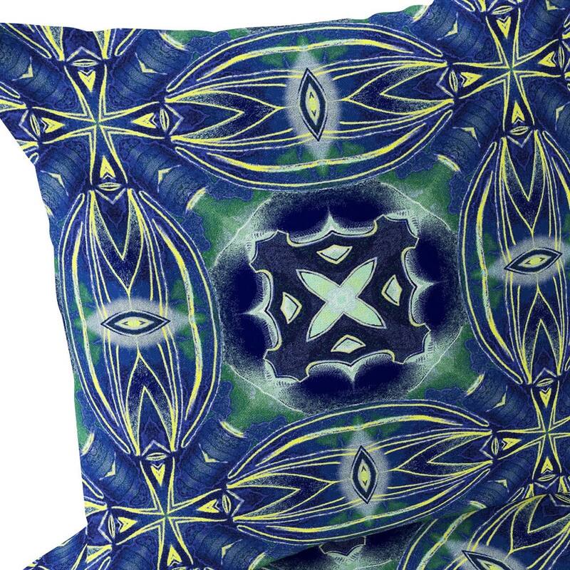 HomeRoots Set of Two 16" X 16" Blue and Green Blown Seam Floral Indoor Outdoor Throw Pillow - 16.00' X '16.00' X '5.00