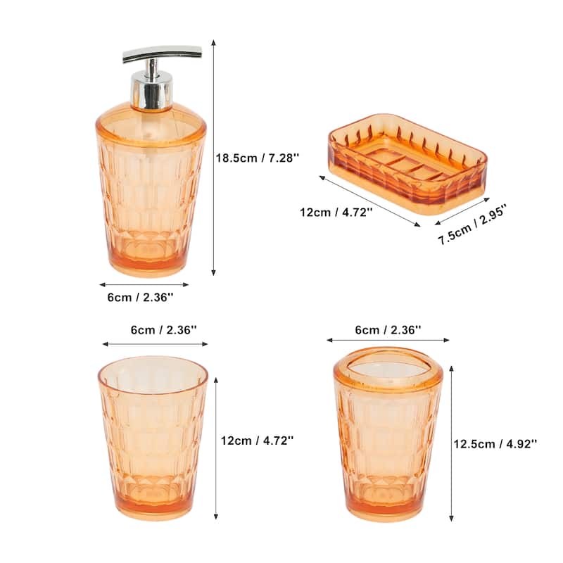 1 Set Transparent Bathroom Accessories Set for Bathroom Vanities - Orange Red
