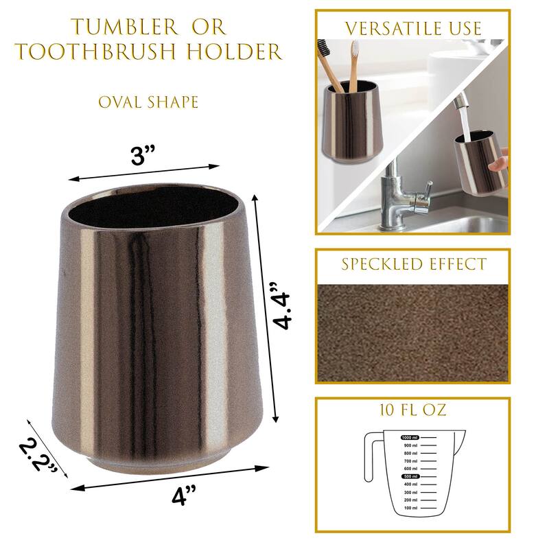 Bronze Porcelain Bathroom Accessory Set 4-Pieces Crackled Texture