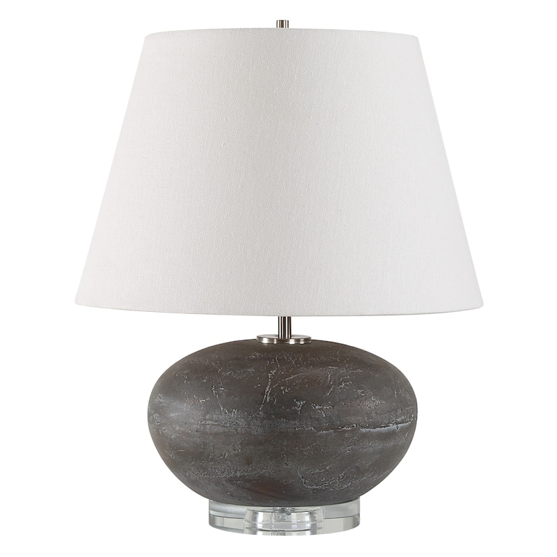 Stone Table Lamp with Tapered Shade - 18.75" - Black