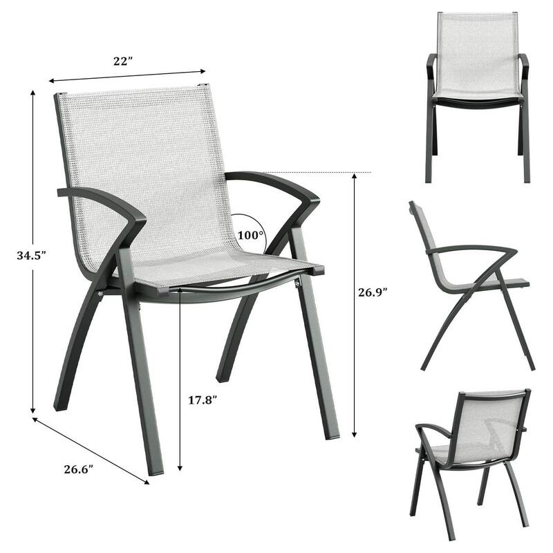 Outdoor All-Weather Dining Chairs Set for Patio, Poolside