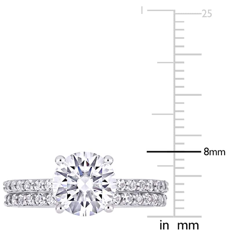 Miadora 10k White Gold Created White Sapphire Wedding Ring Set