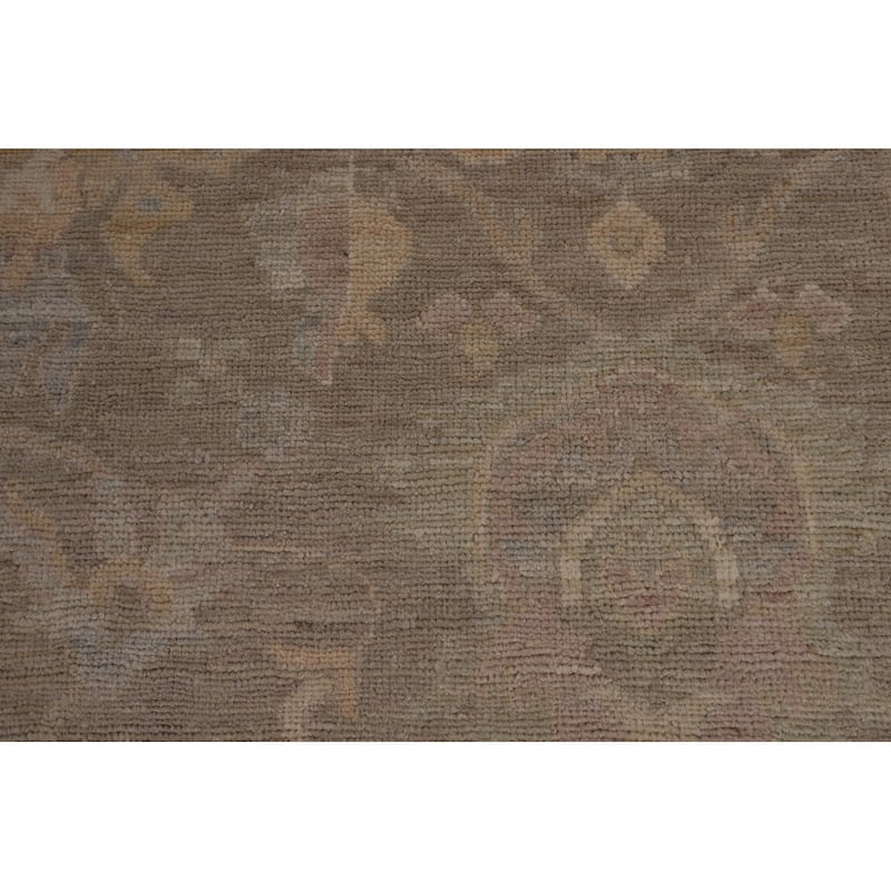 Brown Oushak Turkish Large Area Rug Handmade Vegetable Dye Wool Carpet - 12'2"x 14'3"