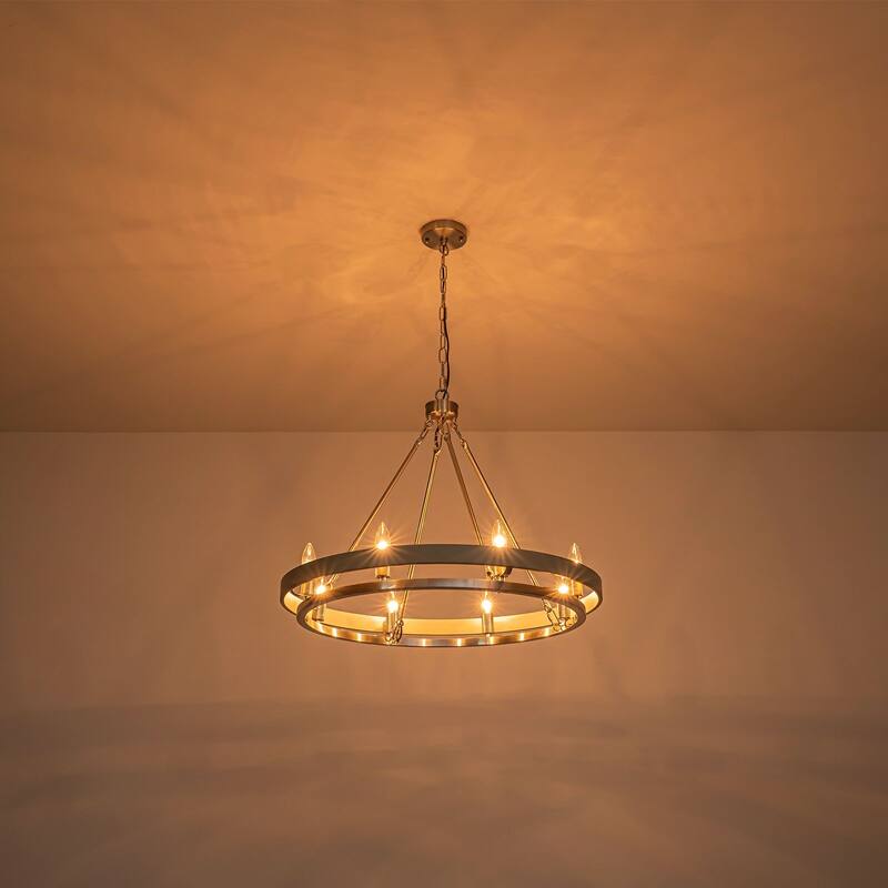 Industrial Chic Candle Chandelier 8-Light for Living Room Foyer