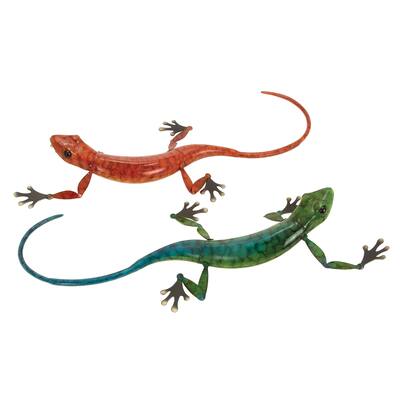 Metal Animal Decorative Sculpture - Set of 2 Multi Colored - Roche River Decor