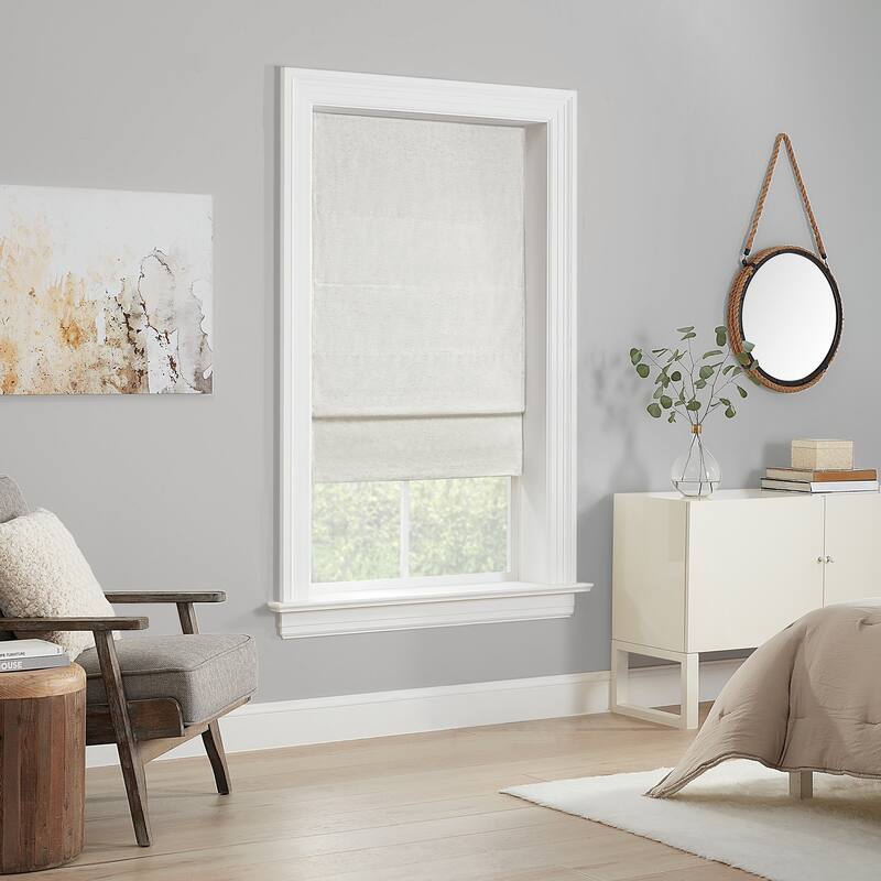 Eclipse Dillan Linen-Like Textured Solid 100% Total Blackout Cordless Roman Shade