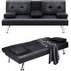 preview thumbnail 71 of 73, Modern Convertible Sleeper Sofa, Faux Leather Foldable Recliner Couch with 2 Cup Holders, Upholstered Futon Sofa Bed