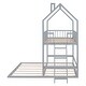 preview thumbnail 3 of 7, Gray Twin Over Twin-Twin House Bunk Bed with Full-length Guardrail and Ladder
