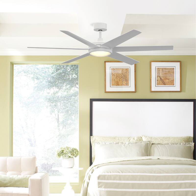 Brawn 64 inch Indoor/Outdoor Ceiling Fan with LED CCT Select Light Kit - Matte White