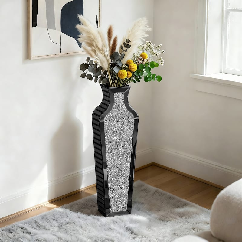 Glass Floor Vase Crystal Home Decor - Grey
