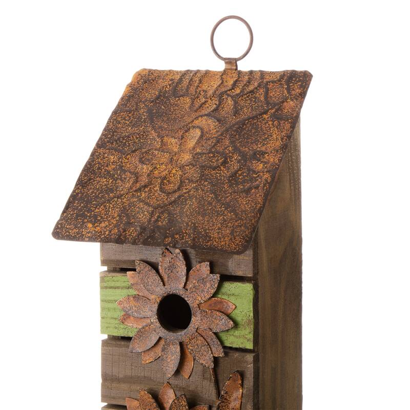 Glitzhome Hanging Distressed Solid Wood Birdhouse