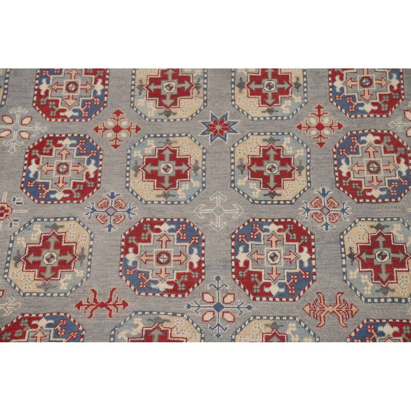 All-Over Geometric Kazak Oriental Area Rug Handmade Wool Carpet - 10'0" x 13'2"