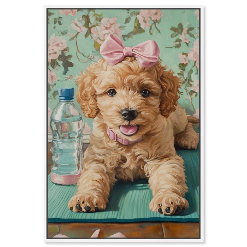 Goldendoodle Dainty Yoga Canvas by Art Remedy - White - 16" x 24"