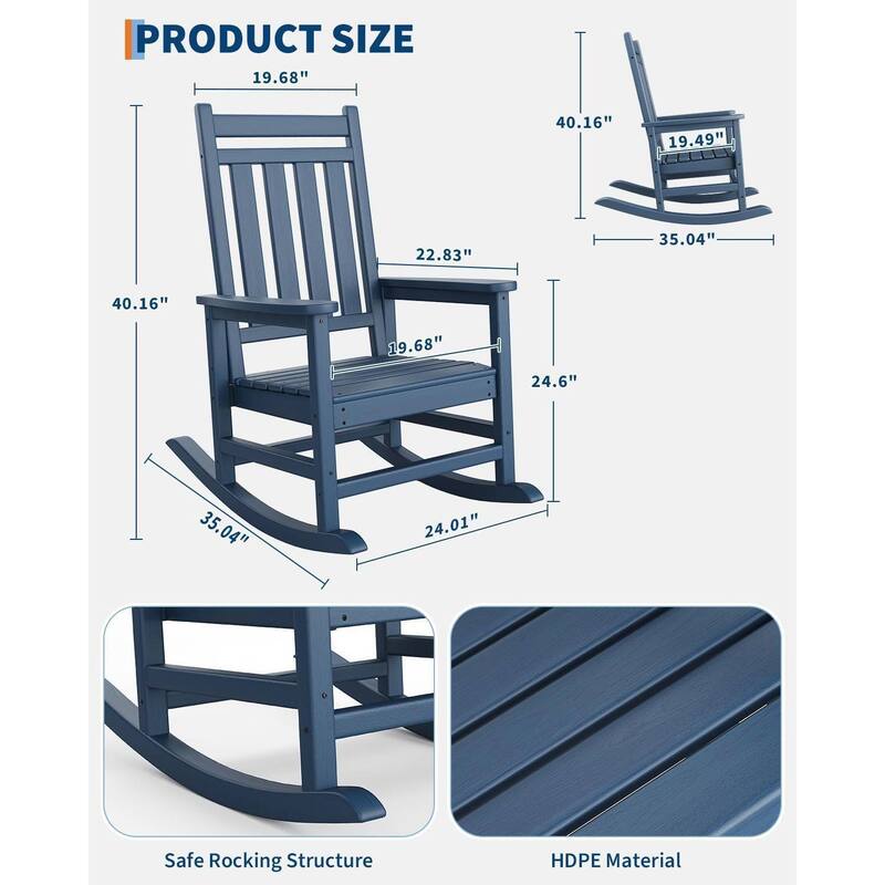 Outdoor All Weather Resistant Rocking Chair for Patio, Porch - N/A