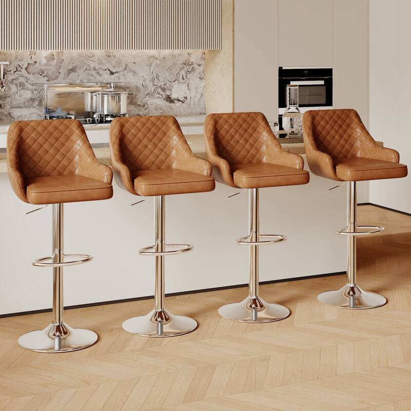 VECELO Adjustable Swivel Modern Bar Stools with Backs