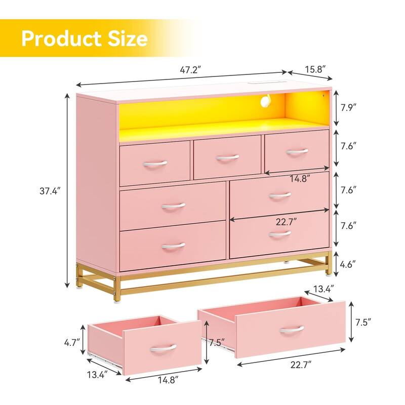Modern White 7-Drawer Dresser