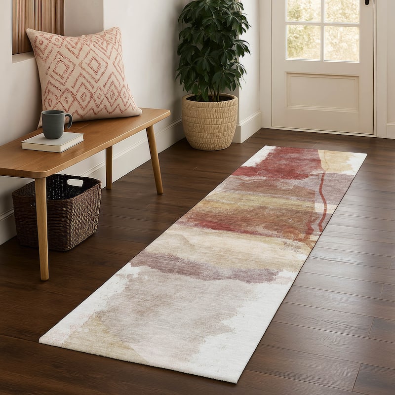 Premium Washable Super Soft Contemporary Chic Mayfield Rug - Terracotta - 2'3" x 7'6"