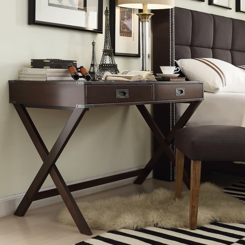 Kenton X Base Wood Accent Campaign Writing Desk iNSPIRE Q Modern