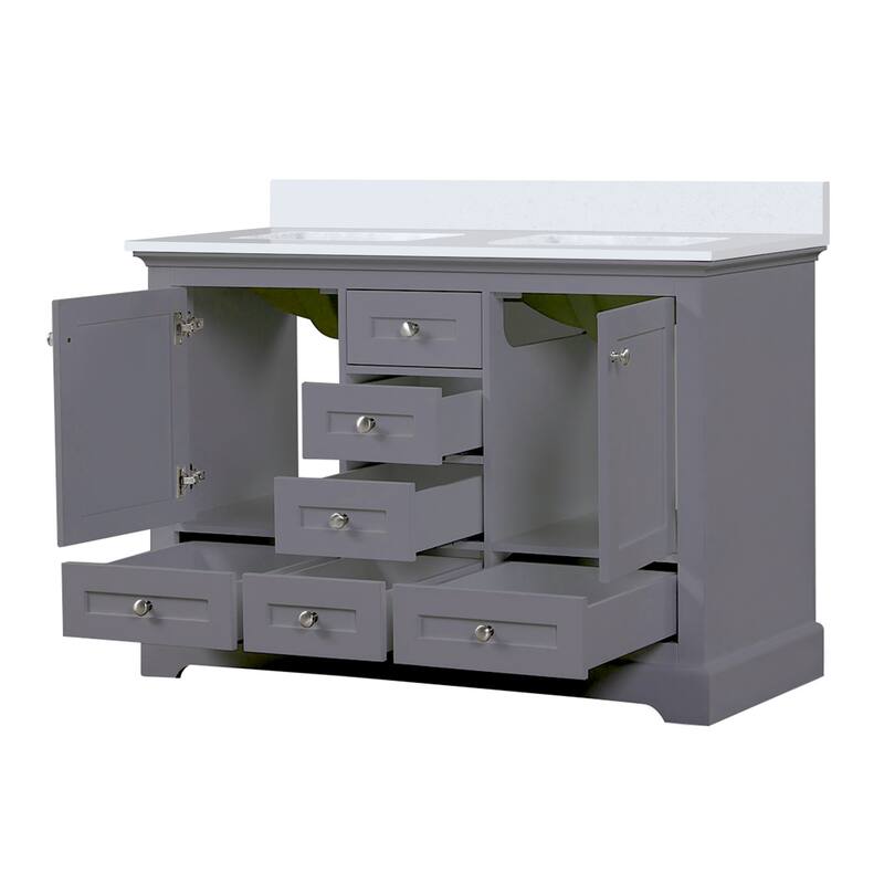 Dukes 48 in. W x 22 in. D Dark Grey Double Bath Vanity and White Quartz Top