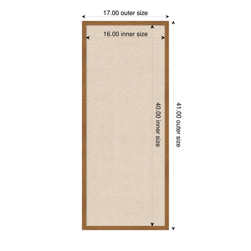 Amanti Art Framed Fabric Pinboard Natural Linen Printed Bulletin Board - Board Size 16 x 40 - Carlisle Blonde Narrow