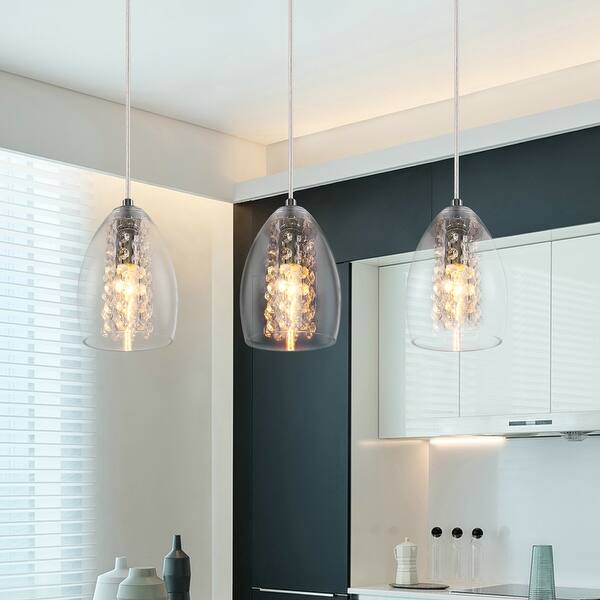 Modern 1/3Light Linear Clear Glass Island Pendant Light for Dining