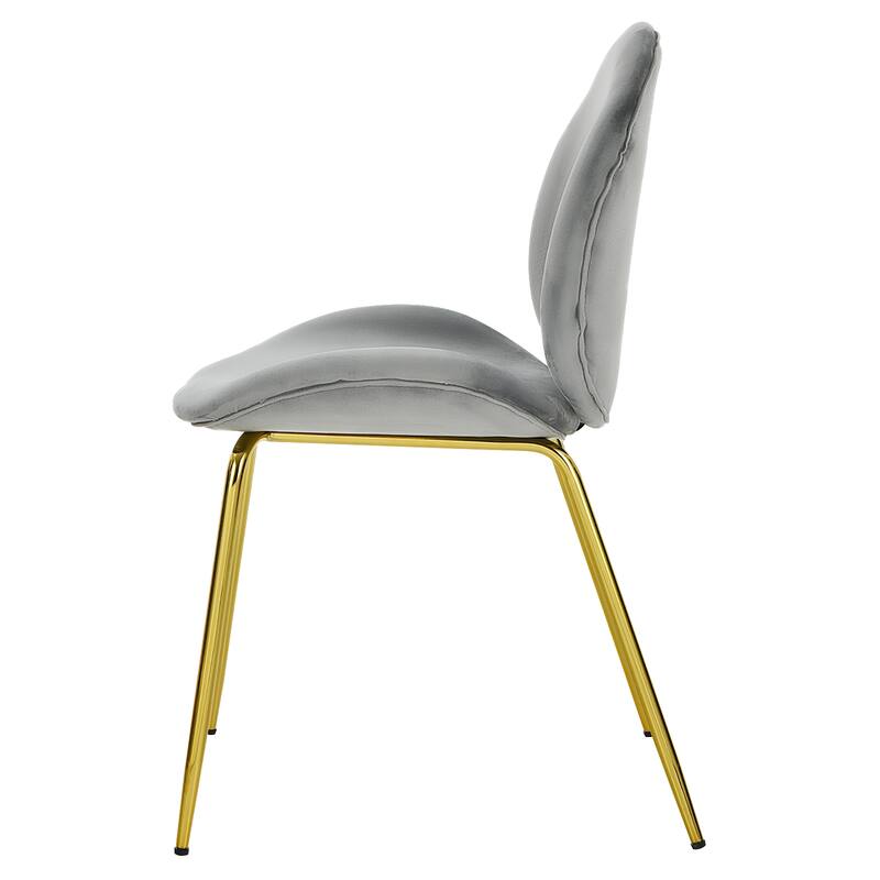 Costway Set of 2 Velvet Accent Chairs Dining Side Chairs w/Gold Metal