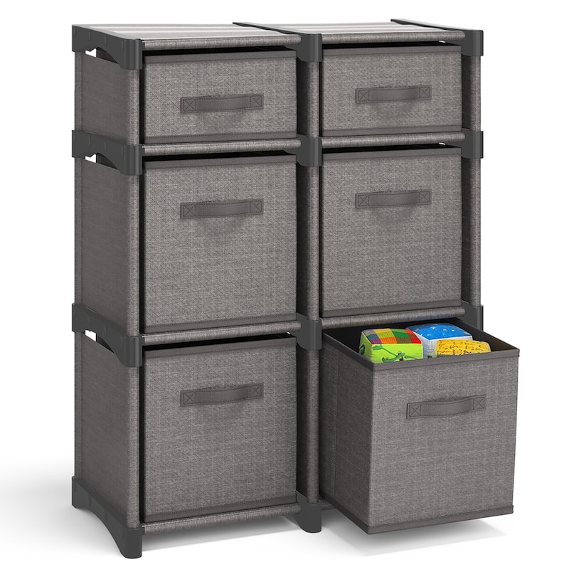 Nestl Cube Storage Organizer for Bedroom - Box Storage Cubby Organizer for Living Room, Office, & Playroom - 6 - Cube Organizer - Gray