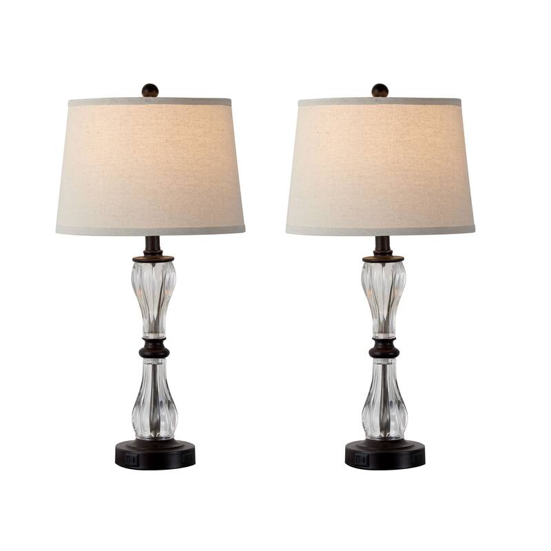 KAWOTI 26'' Table Lamp Set Touch Control with USB Port, AC Outlet and Bulbs - W12" * H26"