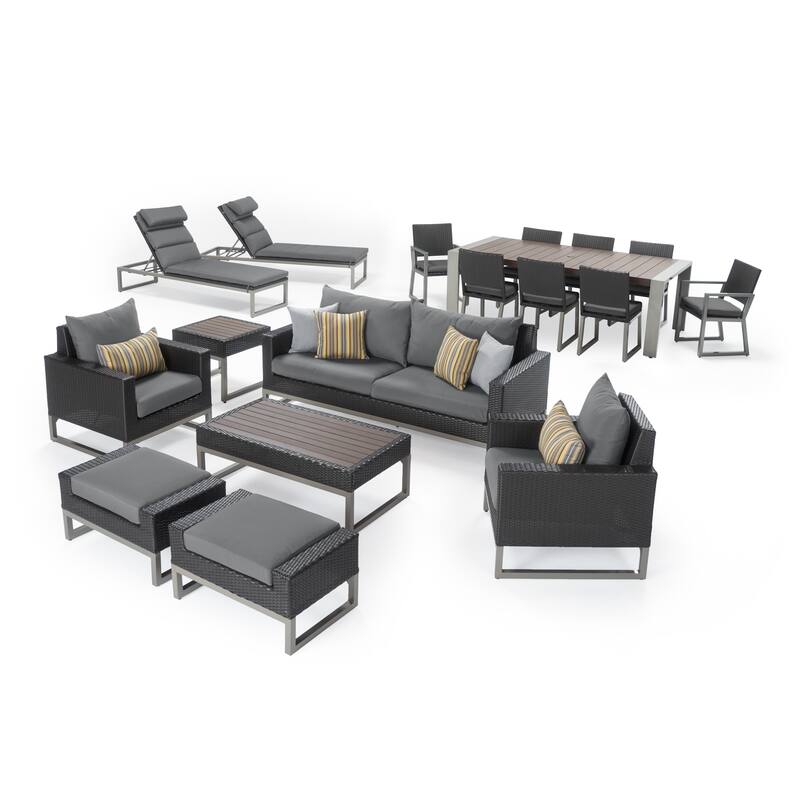 Milo Espresso 18 Piece Sunbrella Outdoor Patio Estate Set