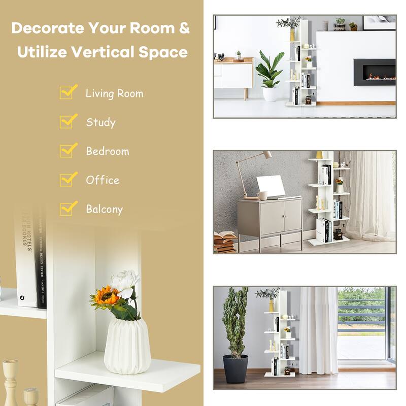 Costway 8-shelf Bookcase Freestanding Tree shelf Display Storage Stand