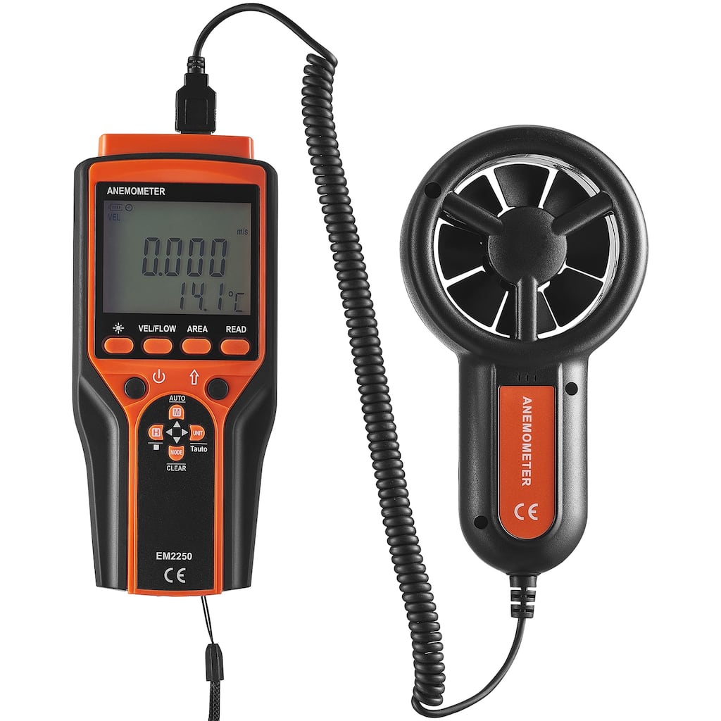 Portable Anemometer Split Design Ideal for Sailing, Surfing, Flying, HVAC - 4-in-1 100.8mph 6.6 ft