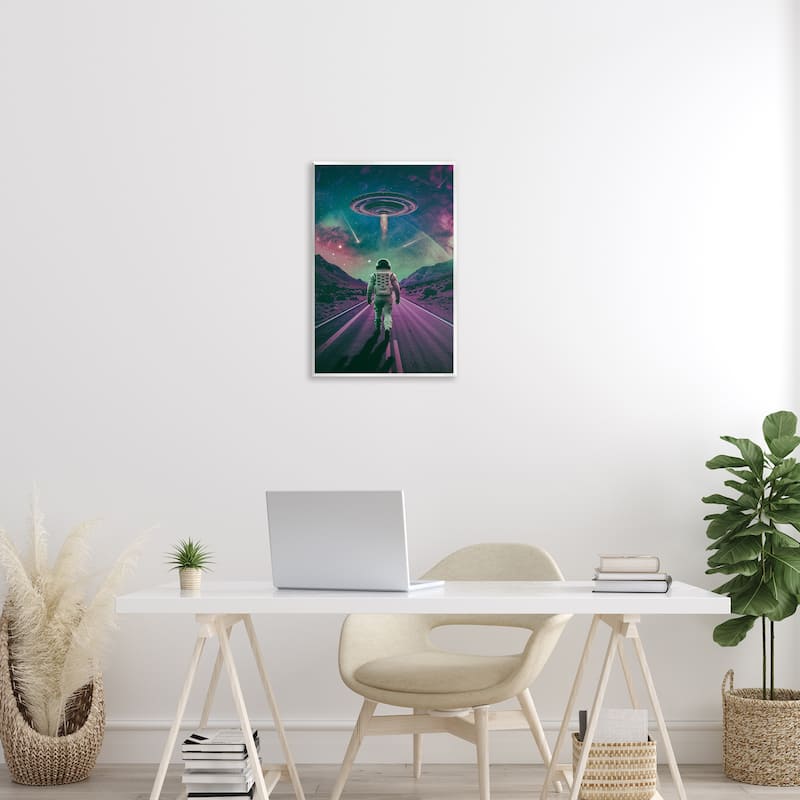 Stupell Alien Spaceship over Astronaut Wall Plaque Art Design By Wumples