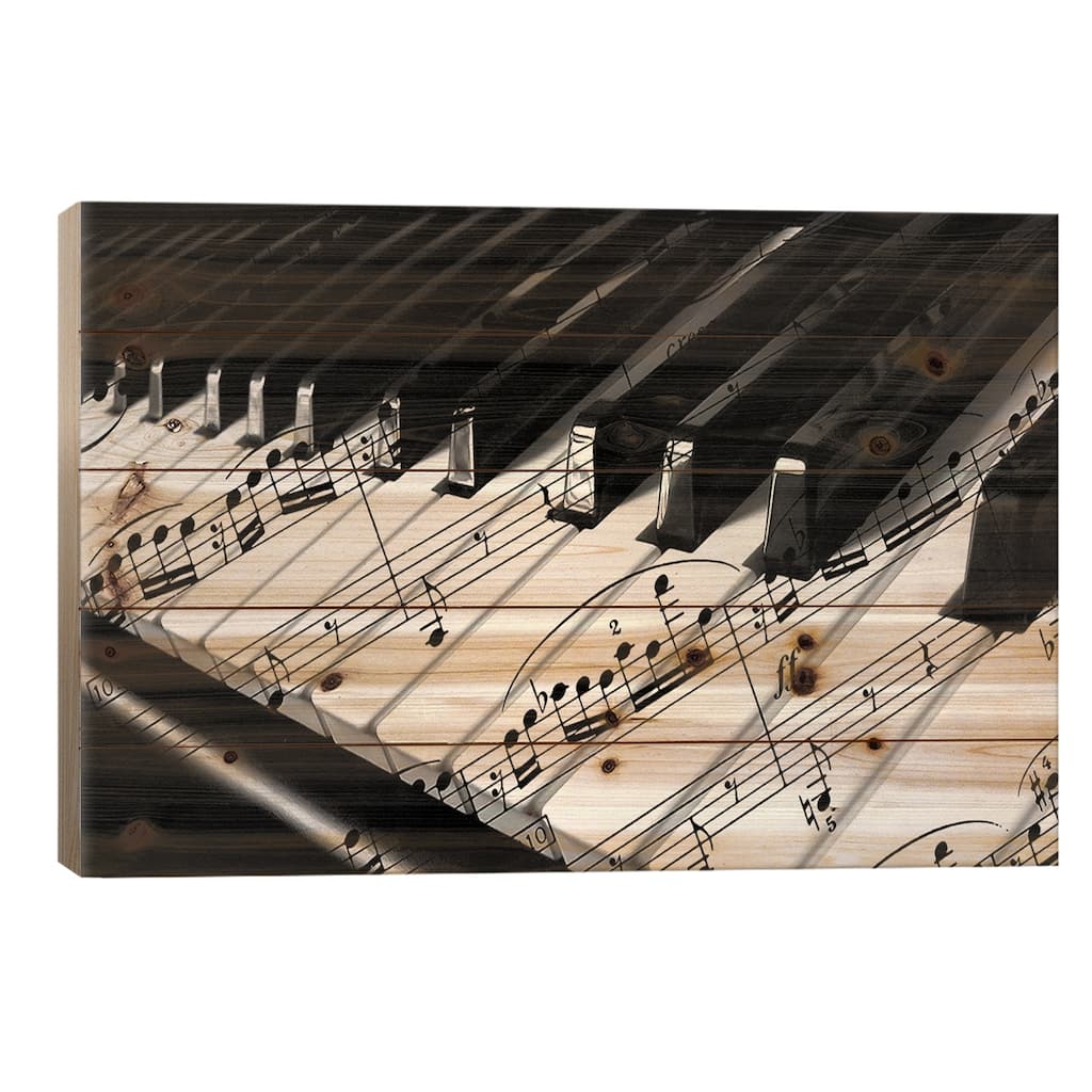 Piano Print On Wood by Unknown Artist - Multi-Color